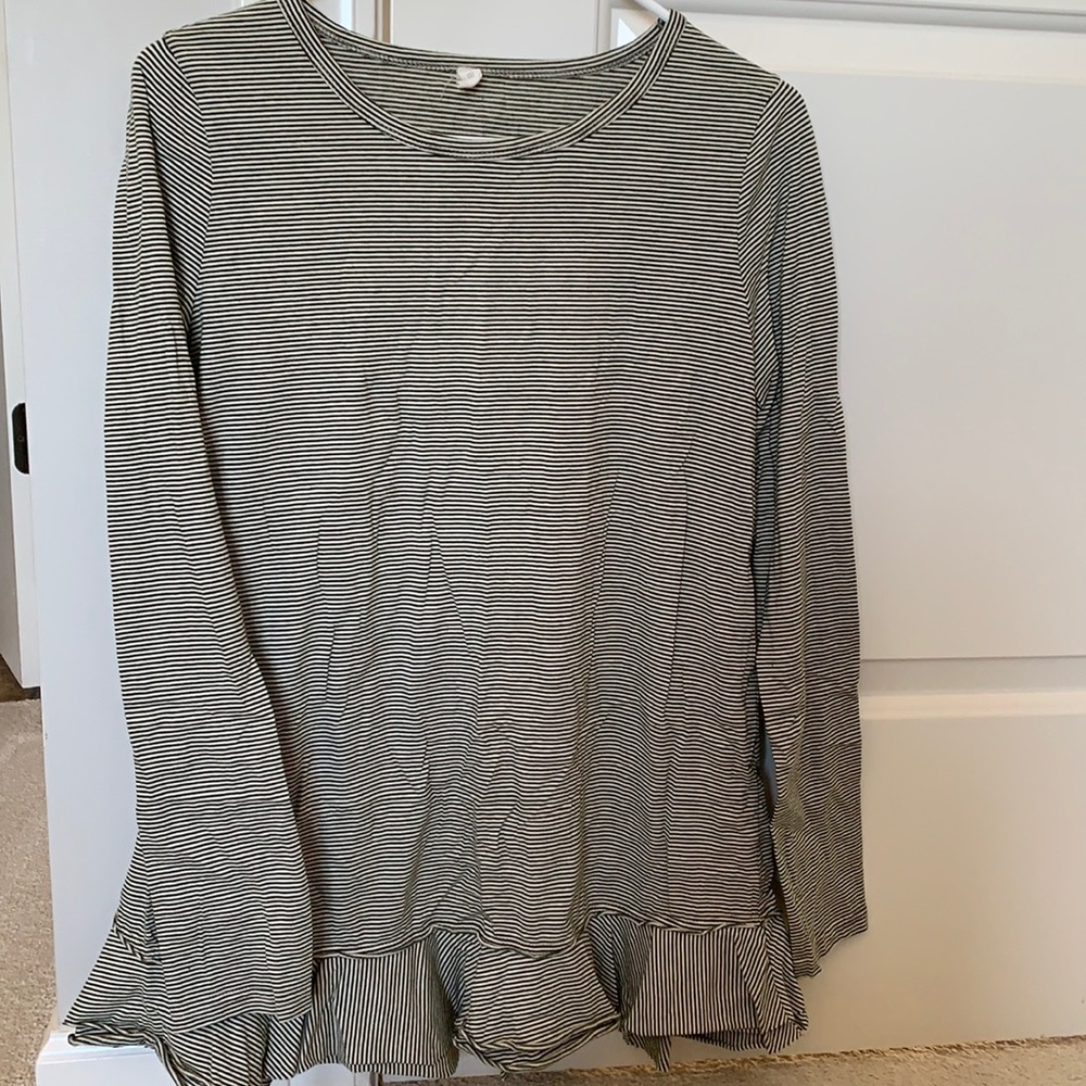 Green & White Striped Top